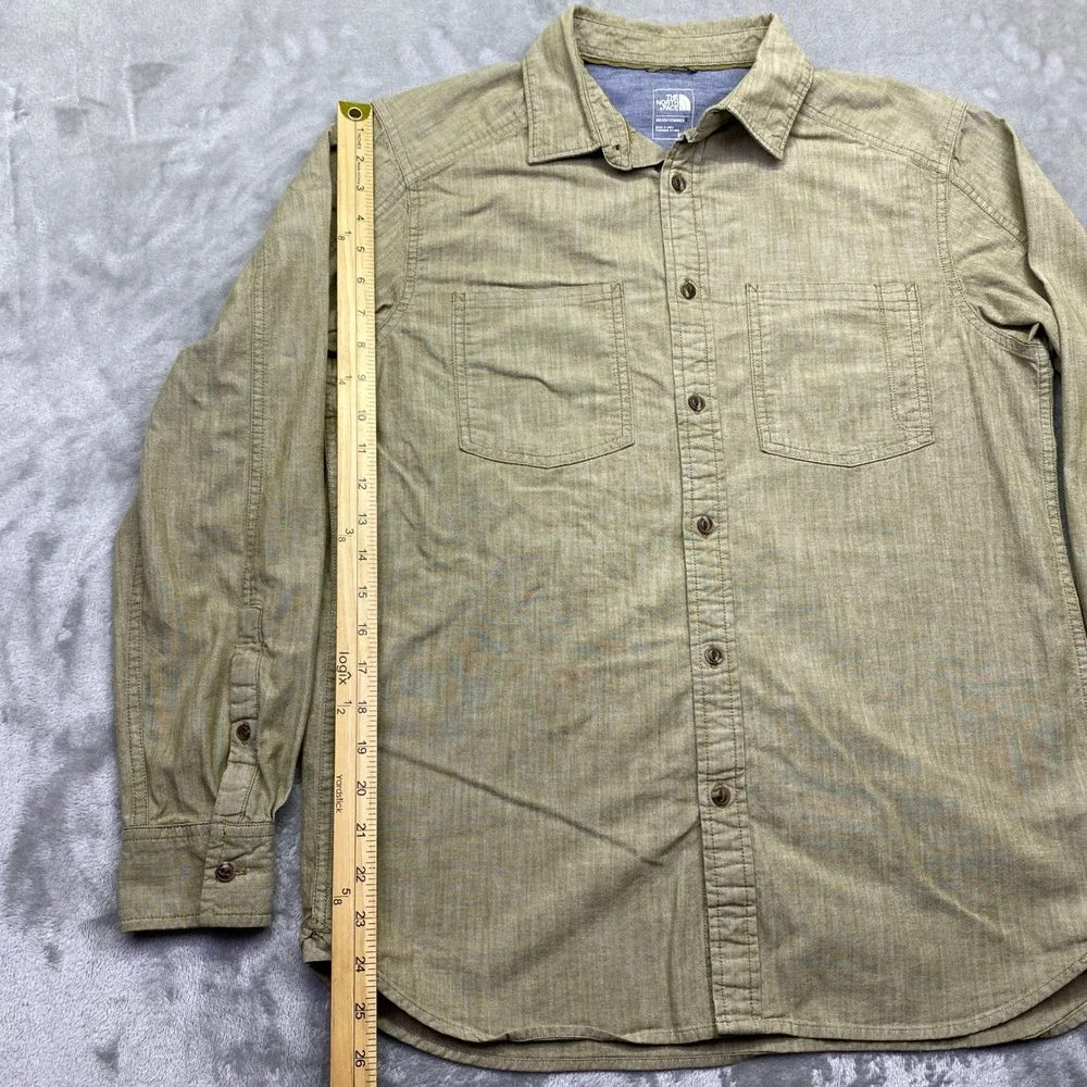 The‎ North Face Mens Long Sleeve Button Down Shirt Olive Khaki Green Sz M Grunge